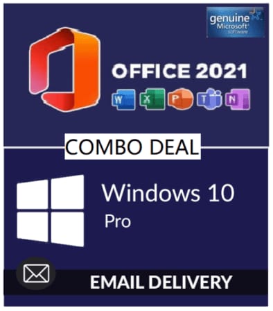 Microsoft Office 2021 Pro Plus(Retail Bind Key) & Windows 10 Pro Original License Key Combo